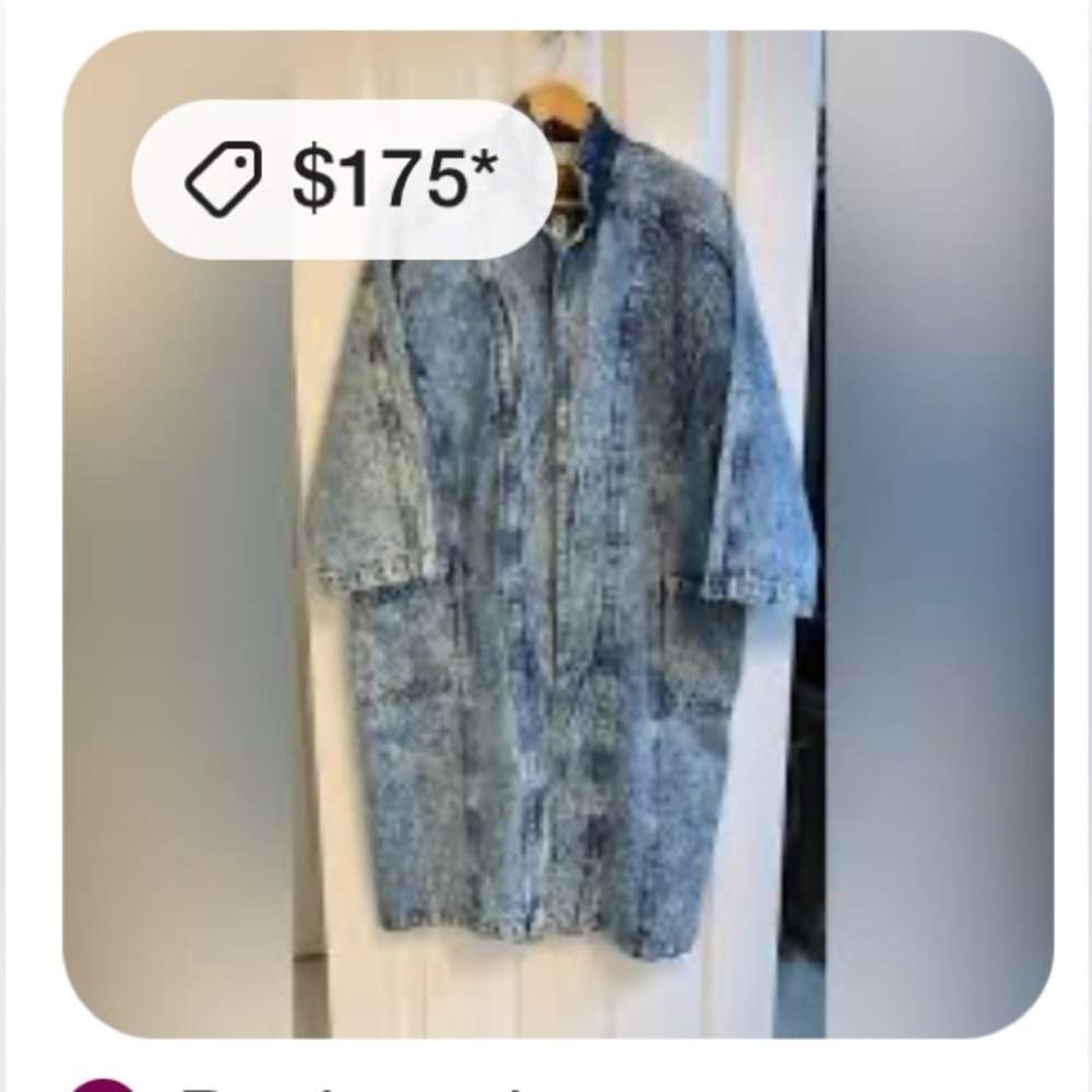 Vintage 80s Acid Wash Denim Duster Coat Denim coat Jean Coat Jean Jacket - Picture 11 of 13